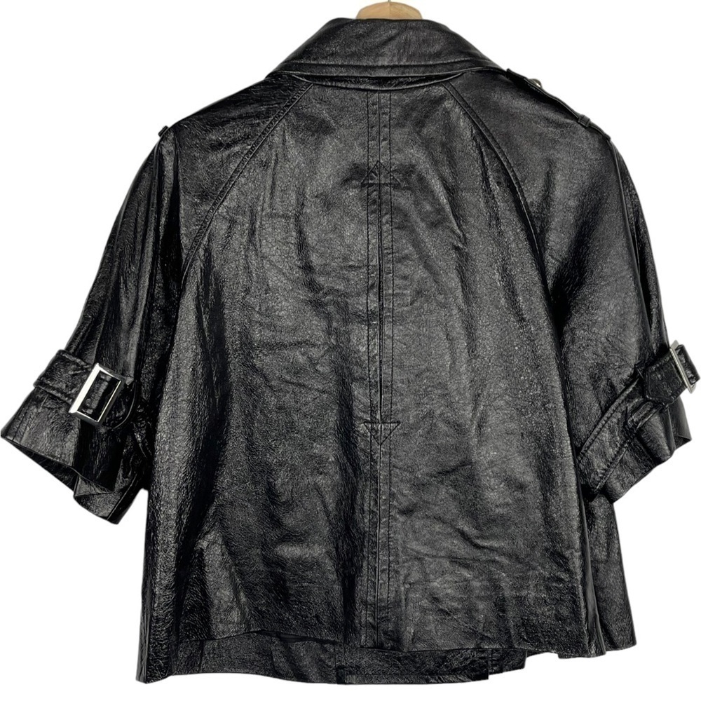 INC INTERNATIONAL CONCEPTS HIGH SHINE LEATHER HALF SLEEVE DOUBLE BREASTED COAT - Picture 5 of 11